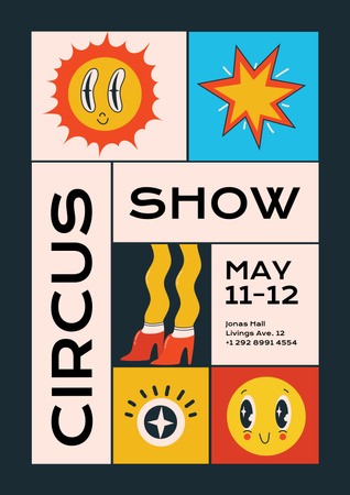 Bright Announcement of Circus Show Poster Design Template