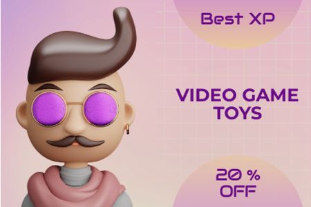Video Game Toys Sale Offer Label Design Template