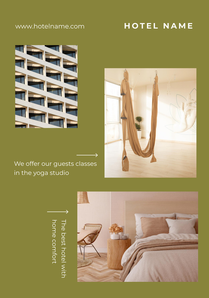 Template di design Cozy Hotel Rooms With Yoga Offer Poster 28x40in