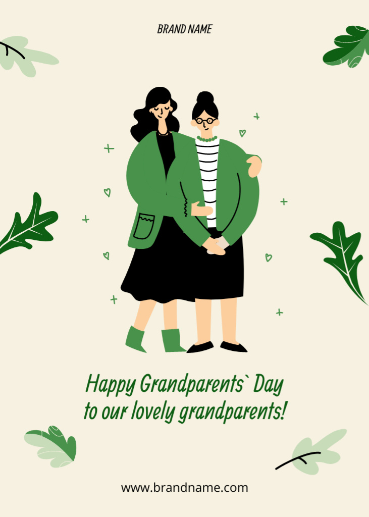 Sending Grandparents' Day Lovely Greetings And Cheers Postcard 5x7in Vertical Tasarım Şablonu