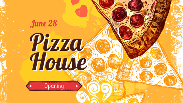 Pizzeria opening announcement FB event cover Design Template