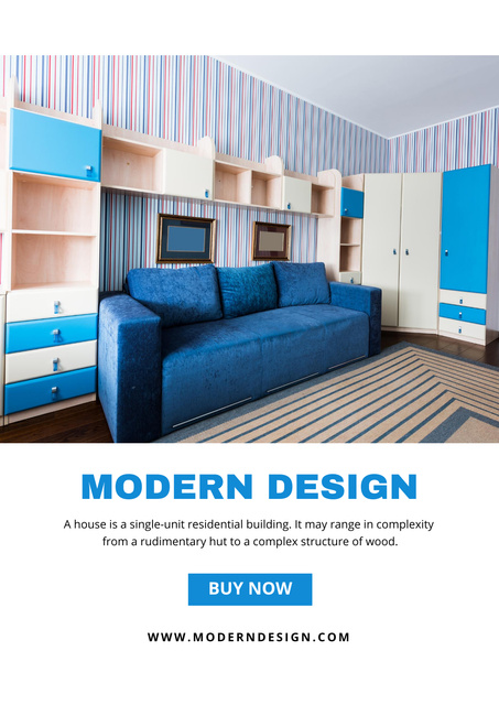 Real Estate Agency Ad with Modern Apartment Poster Modelo de Design