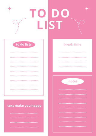 Pink and white bicolor to do list Schedule Planner Design Template