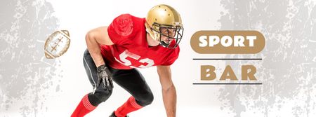 Sport Bar Ad with American Football Player Facebook cover Design Template