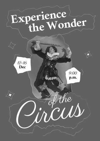 Circus Show Announcement with Performer in Costume Poster A3 Design Template