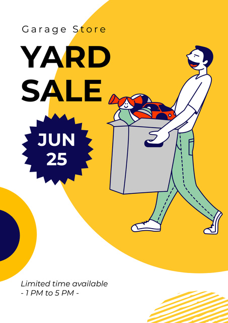Yard Sale Ad on Yellow Poster Design Template