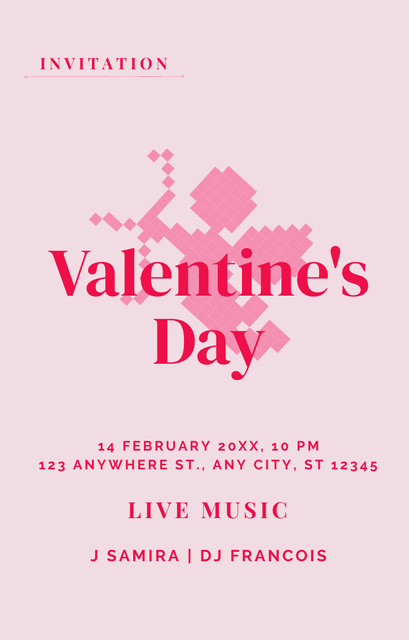 Plantilla de diseño de Valentine's Day Party Announcement with Cupid Invitation 4.6x7.2in 