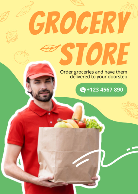 Grocery Delivery Service Offer Flayer Tasarım Şablonu