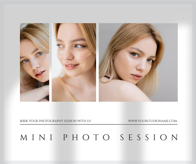 Designvorlage Mini Photo Session Offer with Attractive Woman für Facebook
