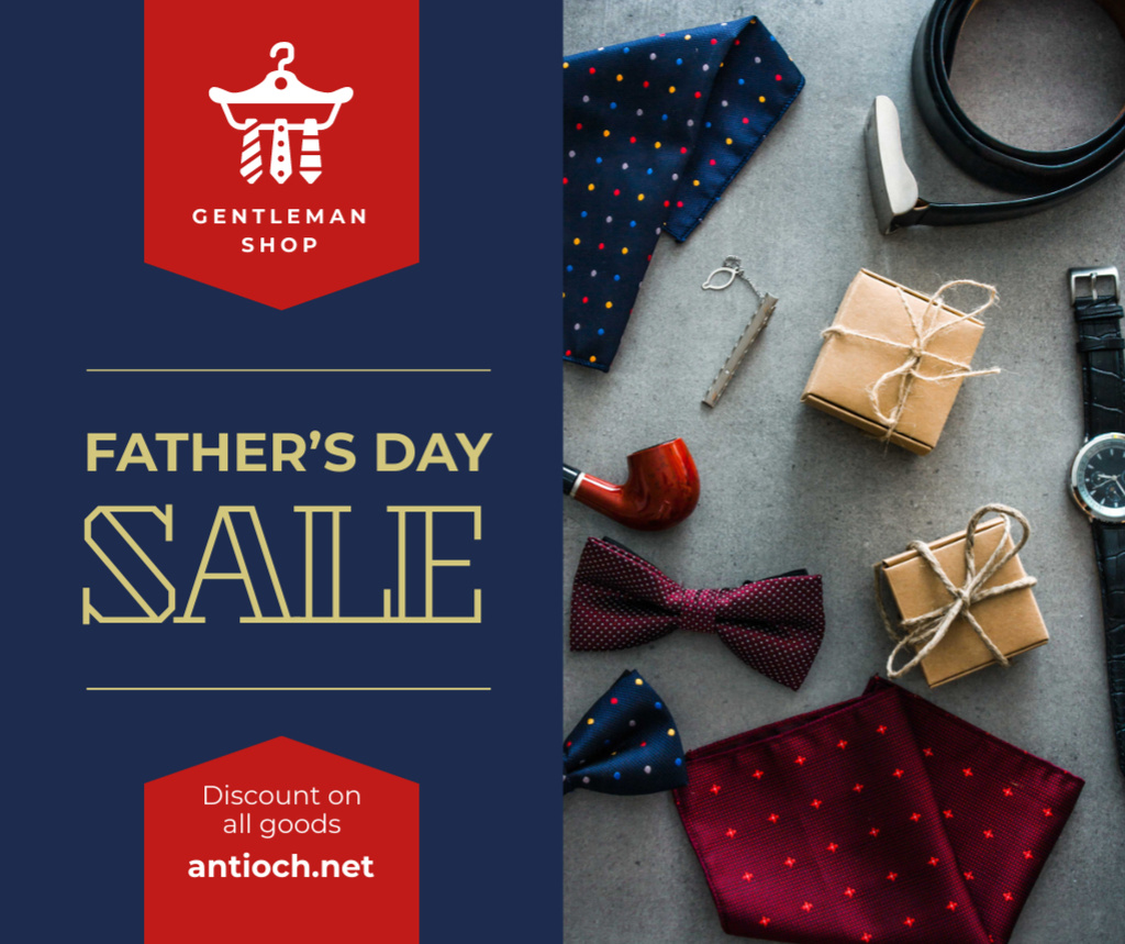 Stylish male accessories for Father's Day Facebook – шаблон для дизайну
