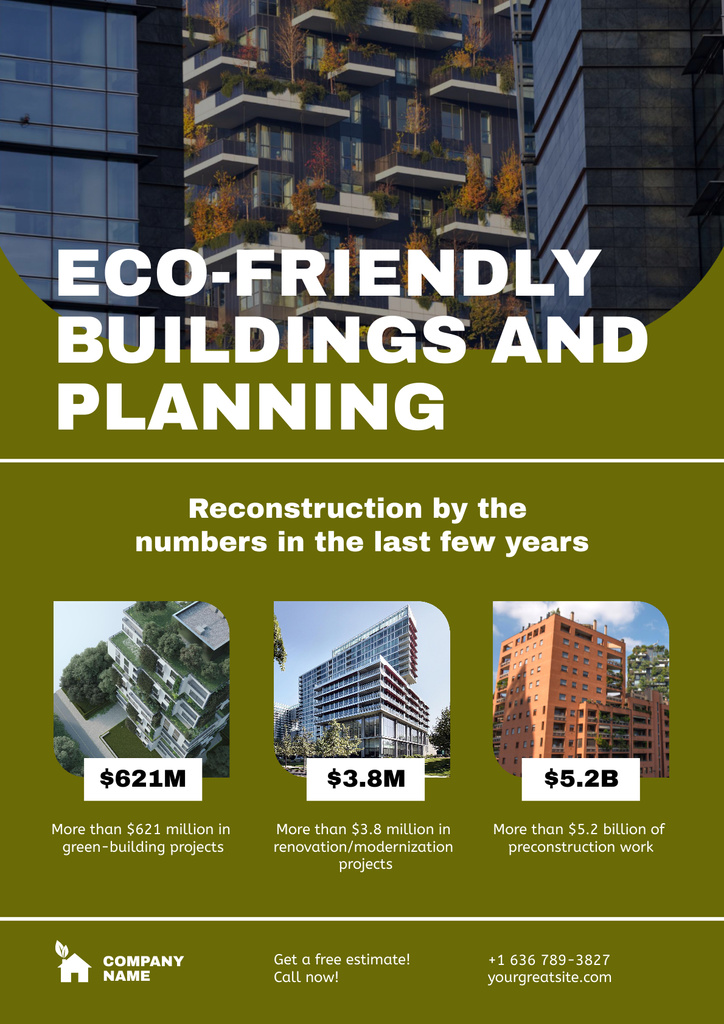 Sustainable Building Services Advertising Poster Modelo de Design
