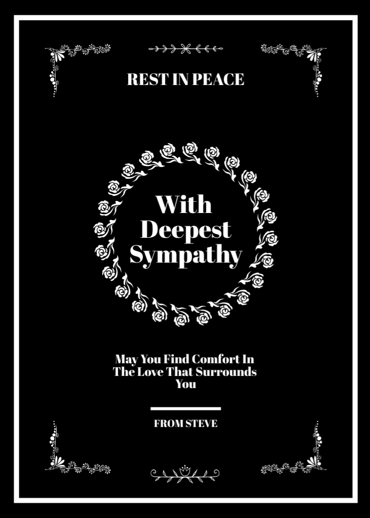 Designvorlage Deepest Sympathy Message in Black für Flayer