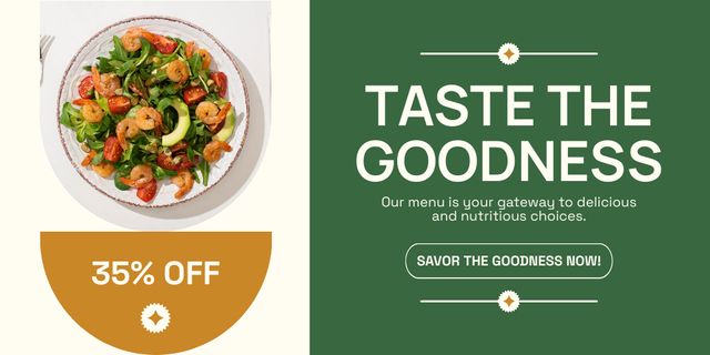 Discount in Fast Casual Restaurant on Tasty Food Twitter Design Template