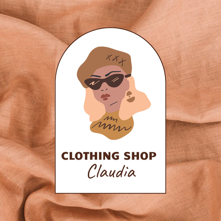 Ontwerpsjabloon van Logo van Fashion Shop Ad with Elegant Woman