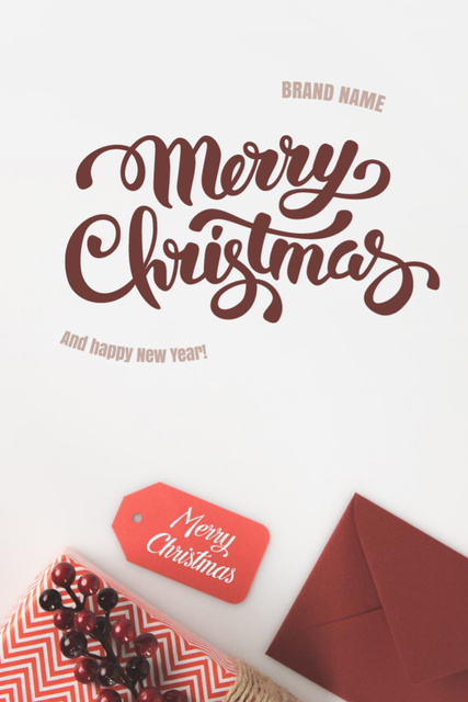 Sparkling Christmas and Happy New Year Greeting with Holiday Baubles Postcard 4x6in Vertical Design Template