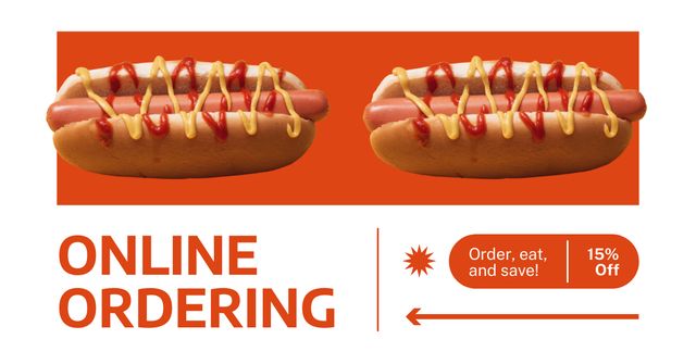 Ontwerpsjabloon van Facebook AD van Offer of Fast Food Online Ordering