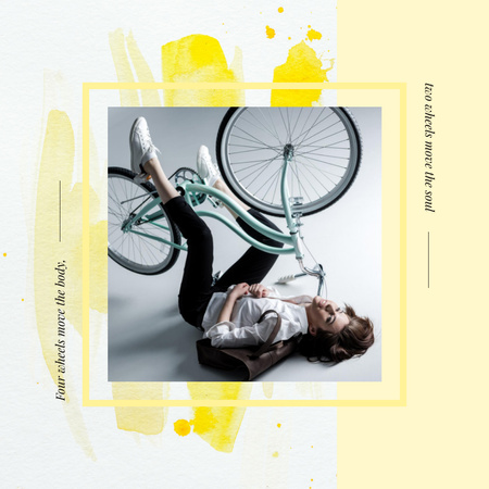 Girl with bicycle upside down Instagram Design Template