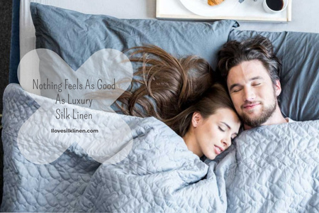 Luxury silk linen Offer with Sleeping Couple Gift Certificate Design Template