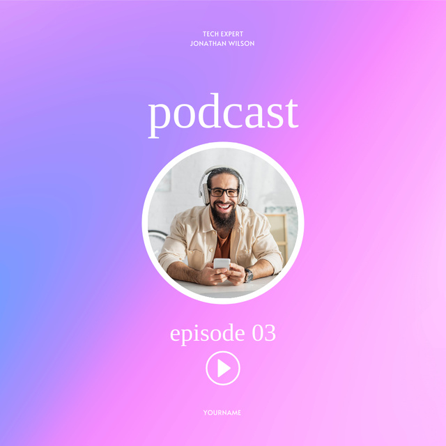 Template di design Man with Earphones for Tech Podcast Ad Instagram AD