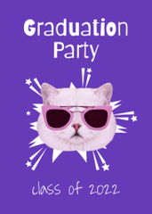 Graduation Party Announcement with Funny Cat