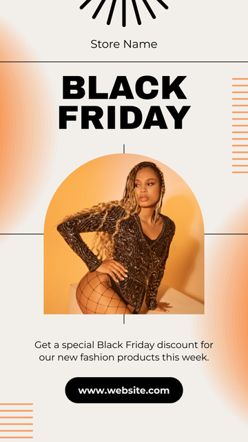 Black Friday Sale with Stunning Fashionable Woman Instagram Story Modelo de Design