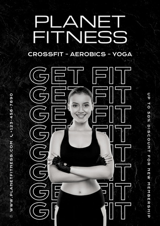 Fitness Center Ad with Female Personal Trainer Poster – шаблон для дизайну