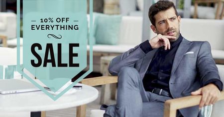 Sale Offer with Stylish Businessman Facebook AD Design Template
