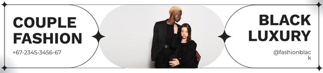 Stylish Couple in Black Outfits Ebay Store Billboard Tasarım Şablonu