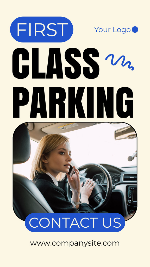 Designvorlage First Class Parking Services Offer für Instagram Story