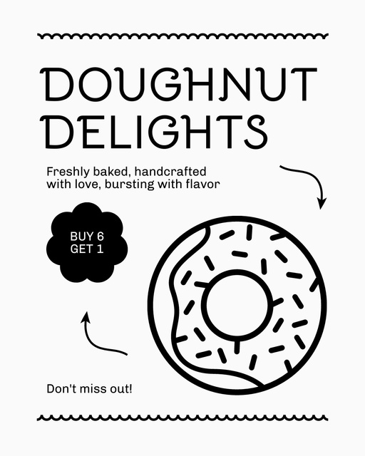 Doughnut Shop Delights with Illustration Instagram Post Vertical Tasarım Şablonu