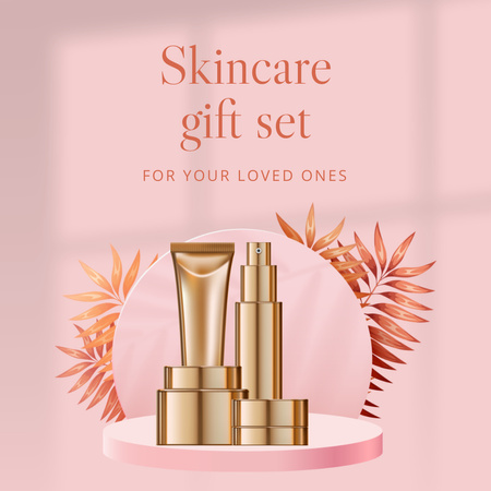 Plantilla de diseño de productos para el cuidado de la piel set de regalo de oro Instagram 