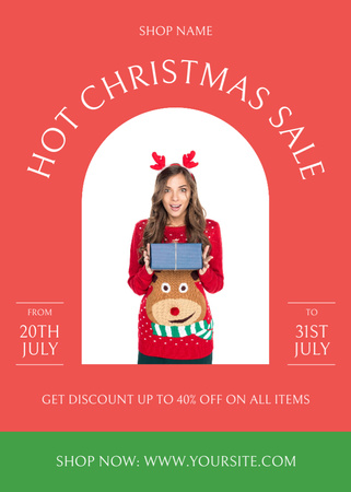 Wonderful Christmas Items Sale Announcement for July In Red Flayer Design Template