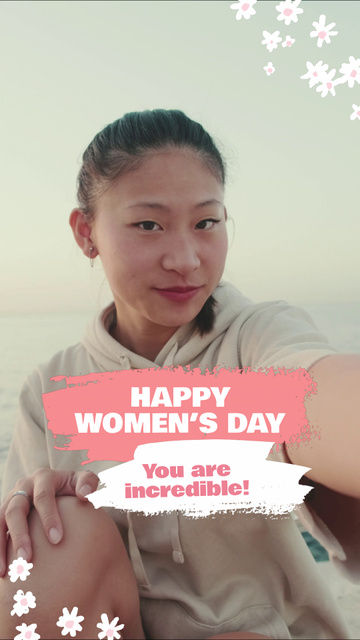 Ontwerpsjabloon van TikTok Video van Happy Women's Day With Inspirational Phrase