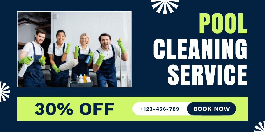 Professional Pool Cleaning Team Twitter Design Template
