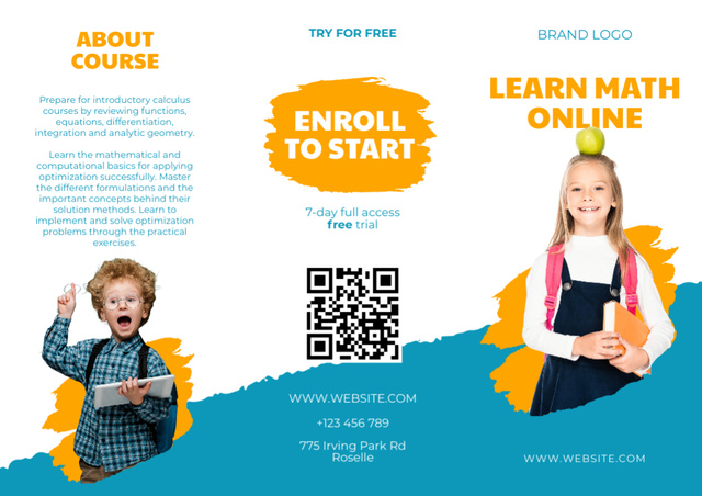 Online Math for Kids Brochureデザインテンプレート
