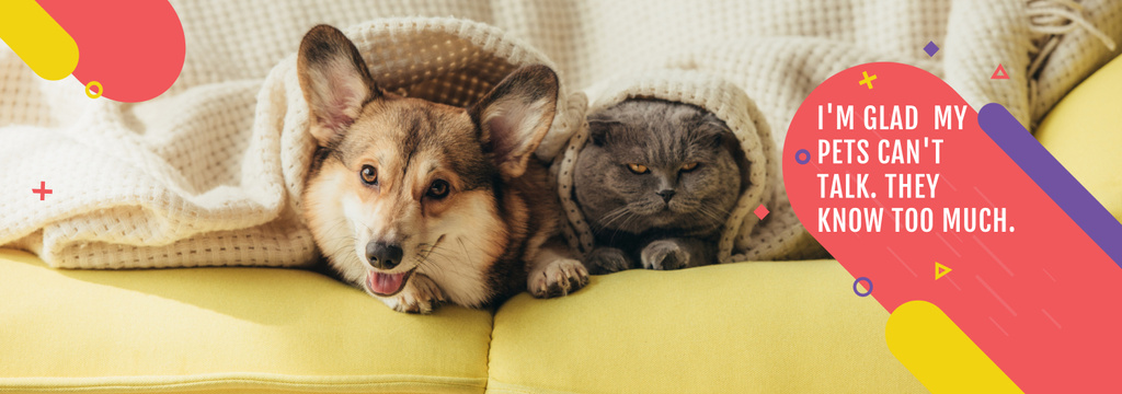 Ontwerpsjabloon van Tumblr van Pets Quote Cute Dog and Cat