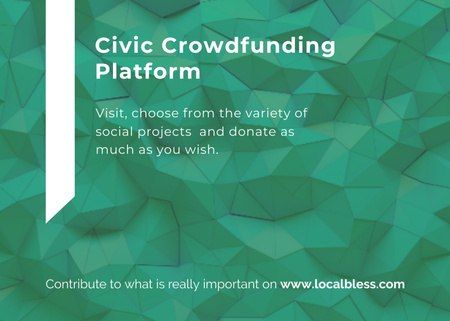 Crowdfunding Platform With Geometrical Pattern Postcard 5x7in Design Template
