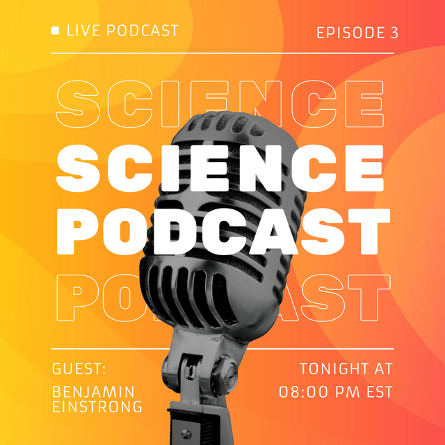 Podcast about Science with Guest Podcast Cover Tasarım Şablonu