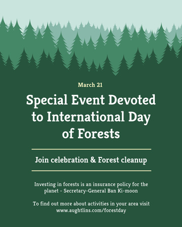 International Day of Forests Event Announcement in Green Poster 16x20in Design Template