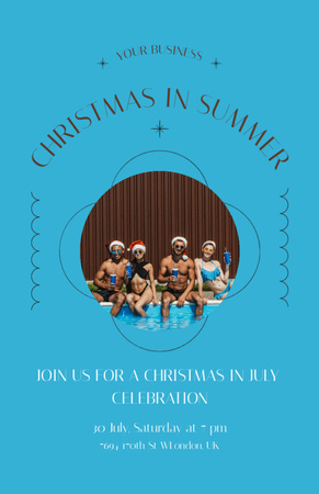 Designvorlage Christmas Party in Summer by Pool für Flyer 5.5x8.5in