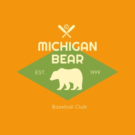 Baseball Sport Club Emblem with Bear Logo tervezősablon