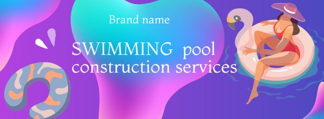 Designvorlage Swimming Pool Installation Services Offer für Facebook cover