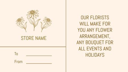 Çiçek Resimli Çiçekçi Hizmetleri Teklifi Label 3.5x2in Tasarım Şablonu