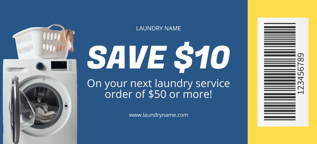Laundry Service Voucher Offer with Best Price Coupon 3.75x8.25in Πρότυπο σχεδίασης