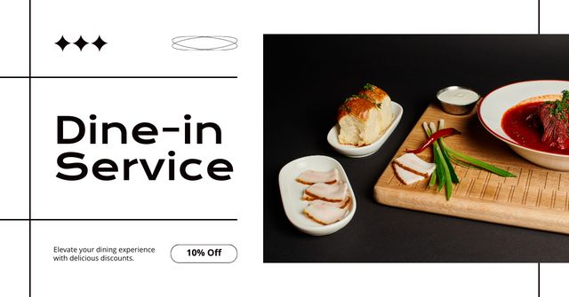 Dine-in Services Offer Facebook AD Πρότυπο σχεδίασης