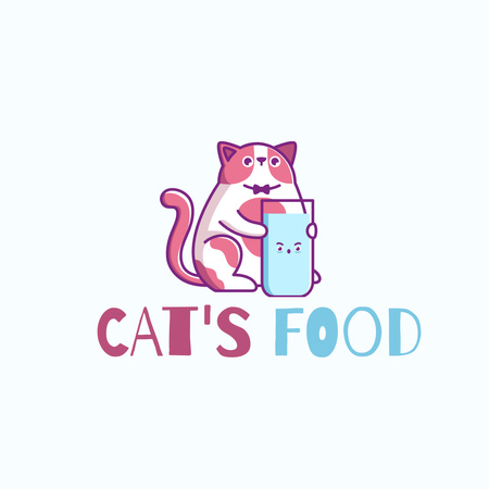Emblem of Food Shop for Cats Logo 1080x1080px Šablona návrhu