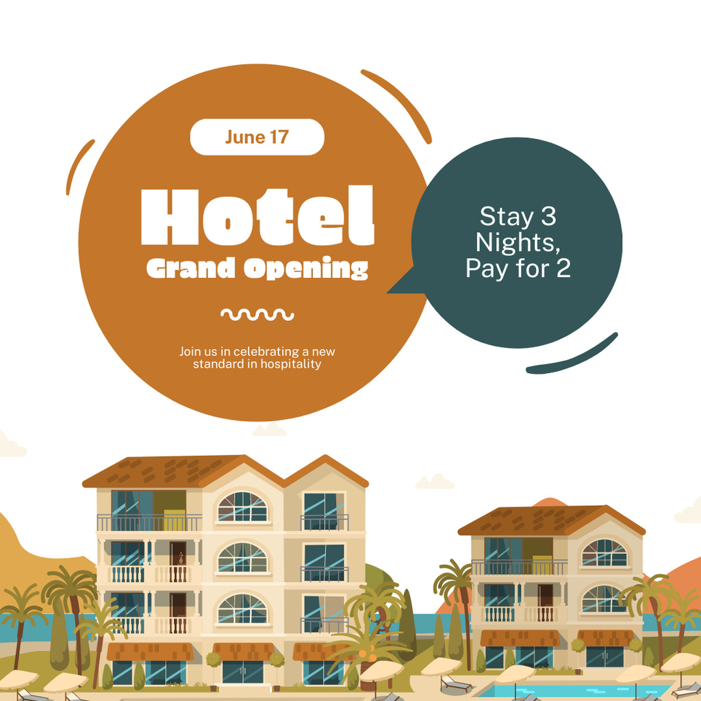 Hotel Grand Opening With Promo For Bookings Instagram Design Template