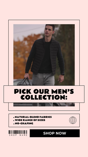 Plantilla de diseño de Comfy Men`s Clothing Collection Instagram Video Story 