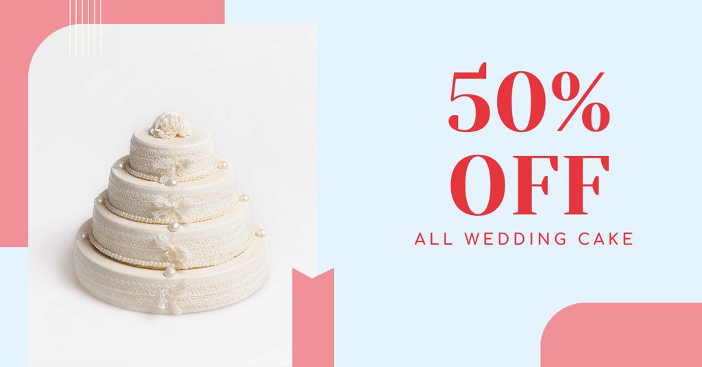Ontwerpsjabloon van Facebook AD van Wedding Cake Discount Offer