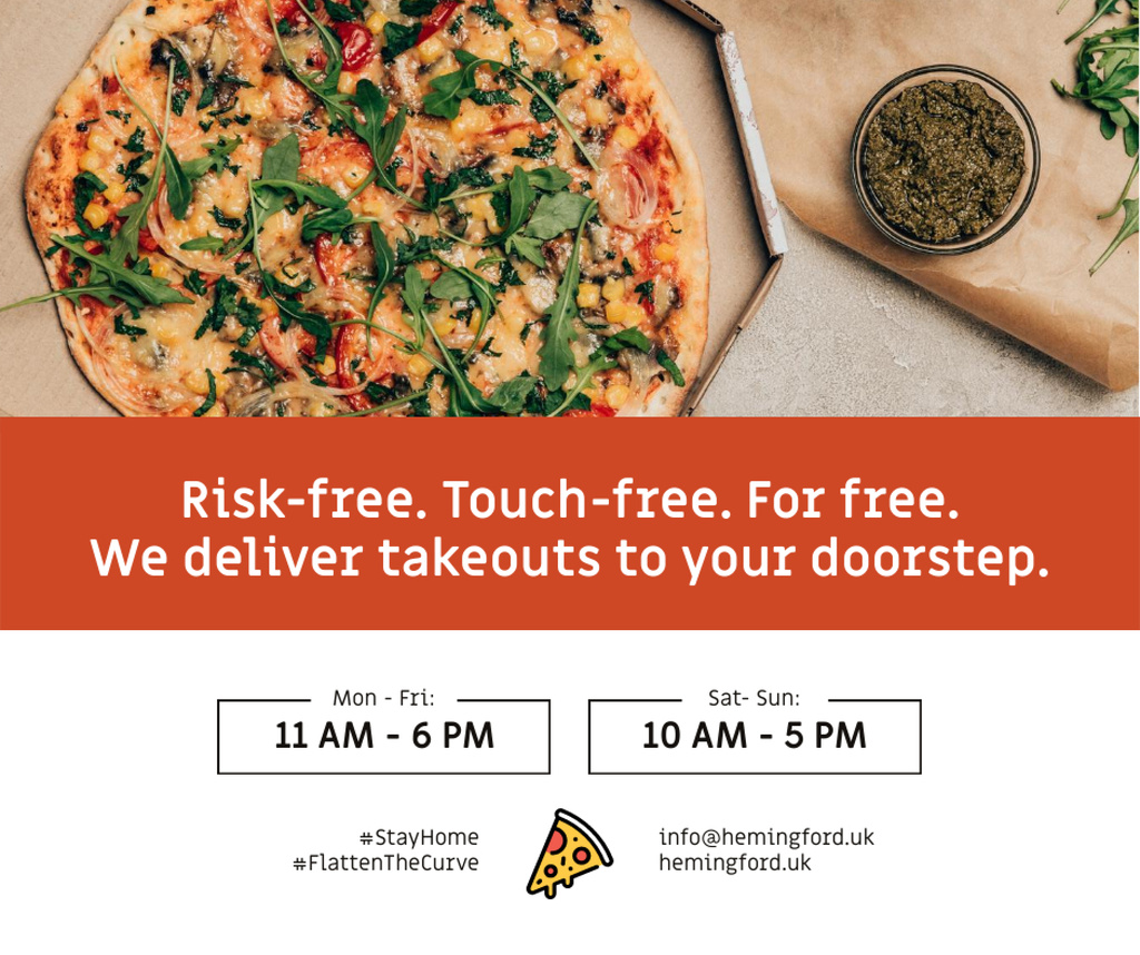 #StayHome Delivery Services offer with Pizza Facebook Design Template